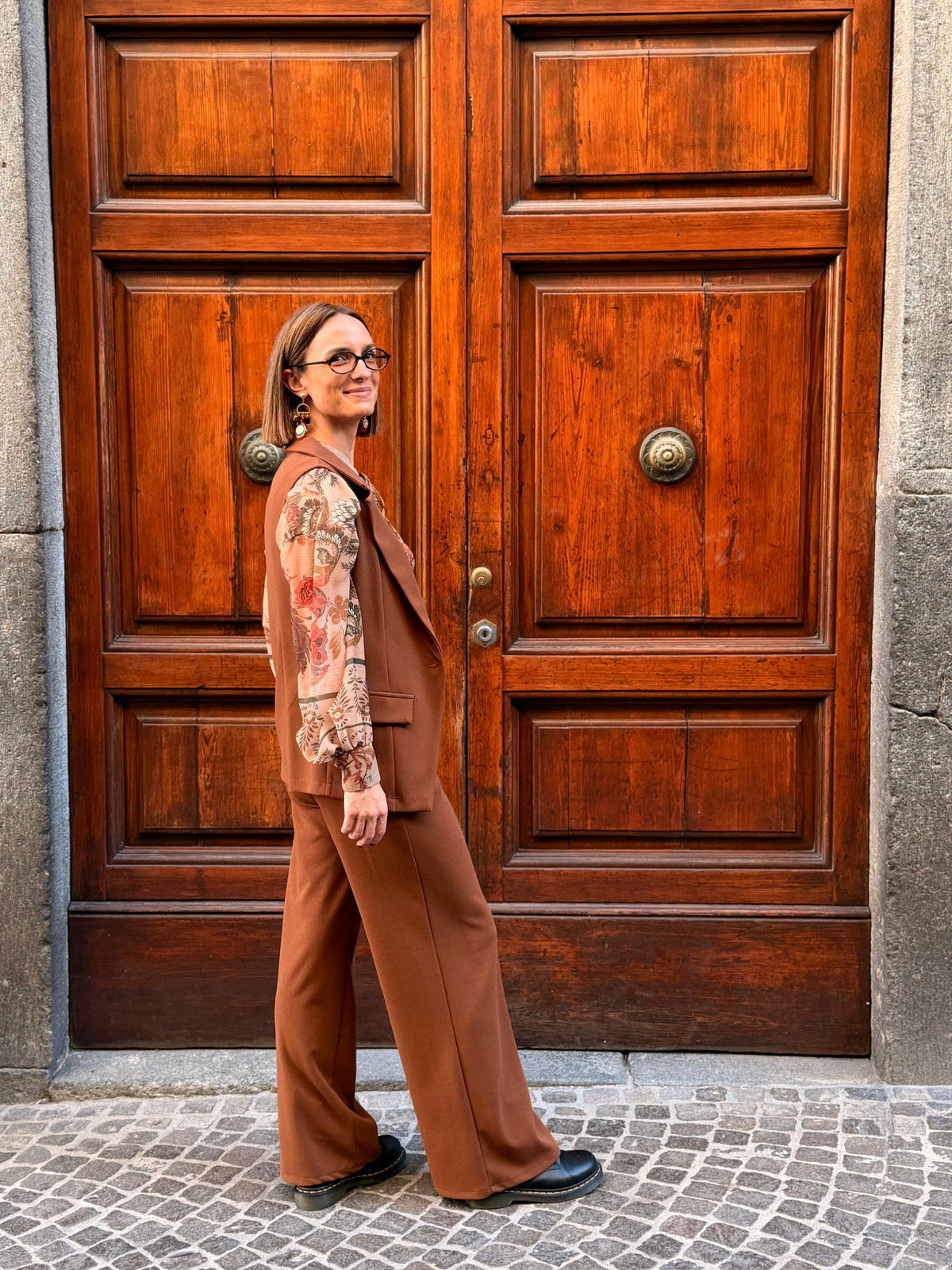Gilet Donna Sartoriale Color Cognac Indossato 