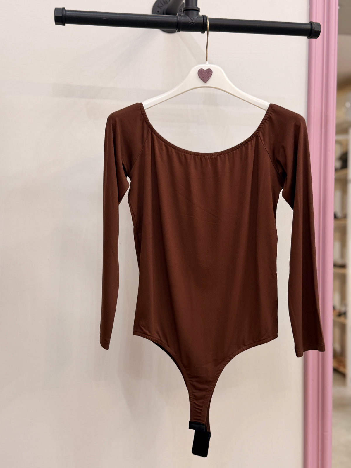 Body Donna Marrone a Manica Lunga