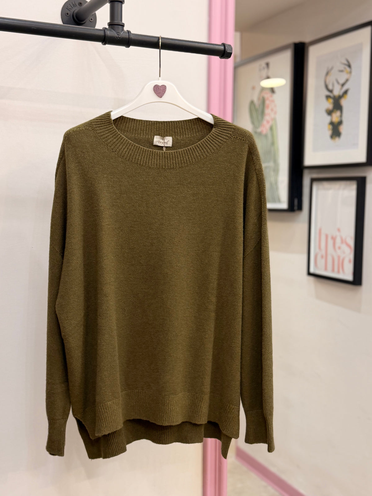 Maglia donna girocollo verde oliva
